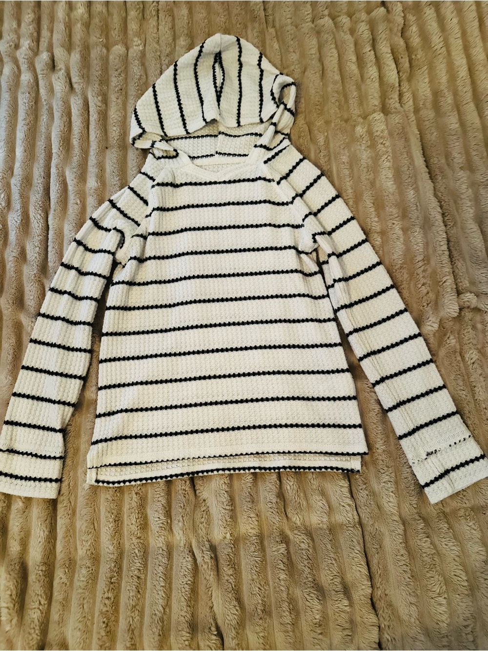 Mudd Black and White Striped Hooded Long Sleeve Top